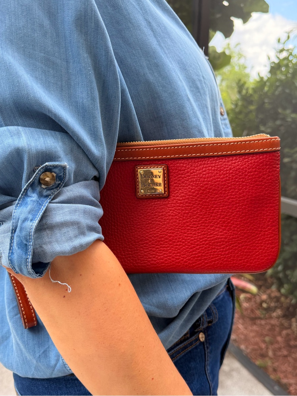 Dooney & Bourke Red Pebble Grain Leather Large Clutch 9.5” NWOT - Picture 5 of 13